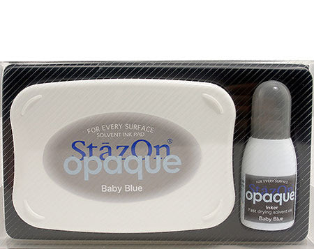 StazOn Kit - Ink Pad & Inker - BABY BLUE (Opaque, Permanent, Solvent-Based) - Rustic Farmhouse Charm