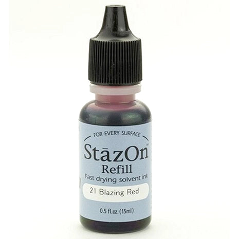 StazOn Ink Refill - BLAZING RED 15ml (Permanent, Solvent-Based) - Rustic Farmhouse Charm