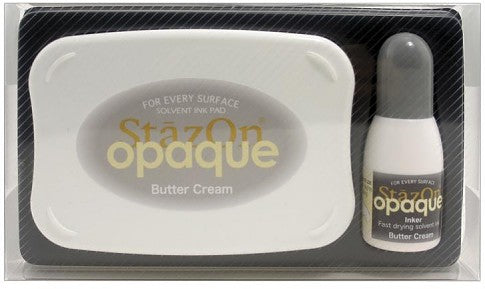 StazOn Kit - Ink Pad & Inker - BUTTER CREAM (Opaque, Permanent, Solvent-Based) - Rustic Farmhouse Charm