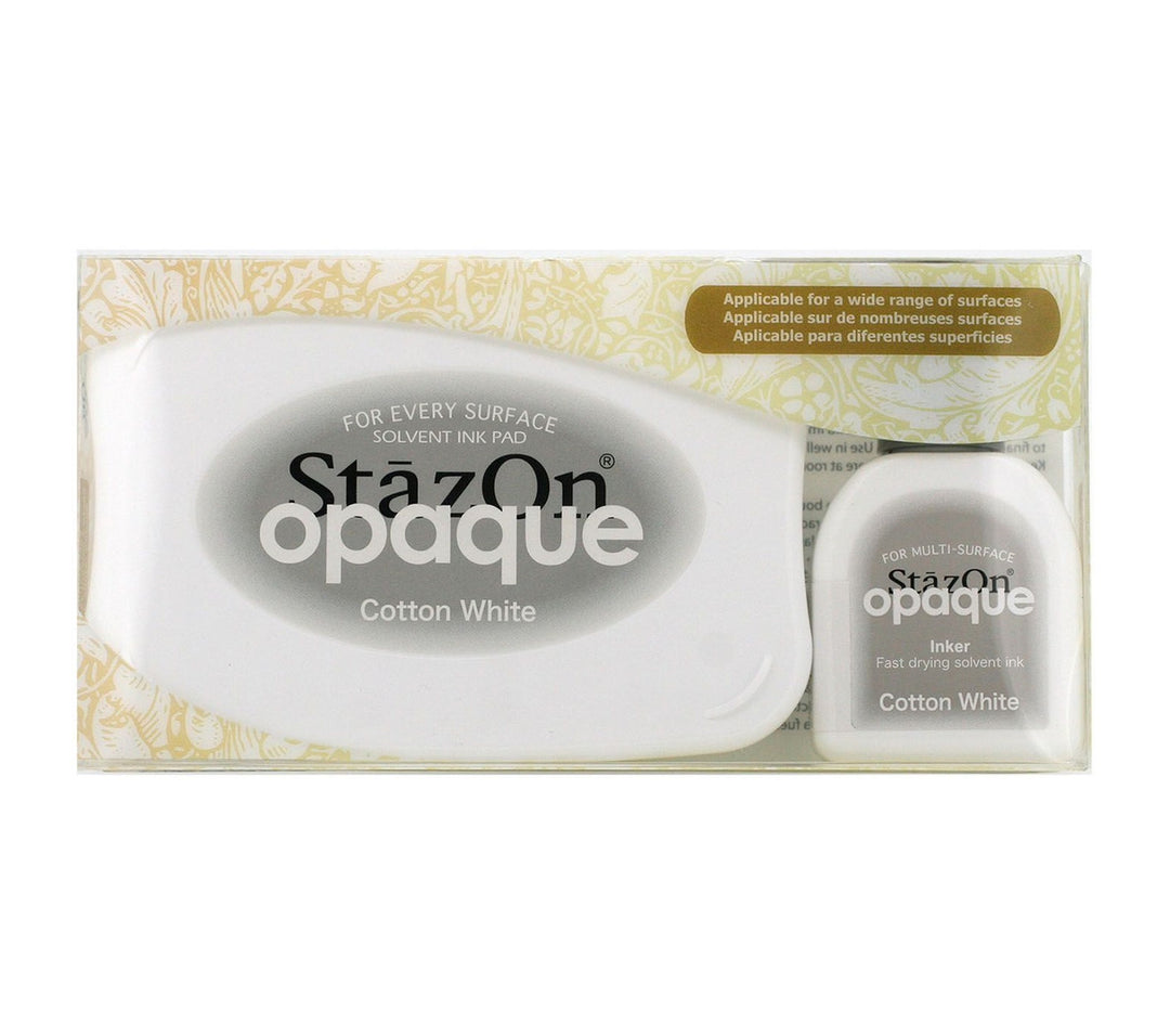 COTTON WHITE StazOn Kit - Ink Pad & Inker (Permanent, Solvent-Based) - Rustic Farmhouse Charm