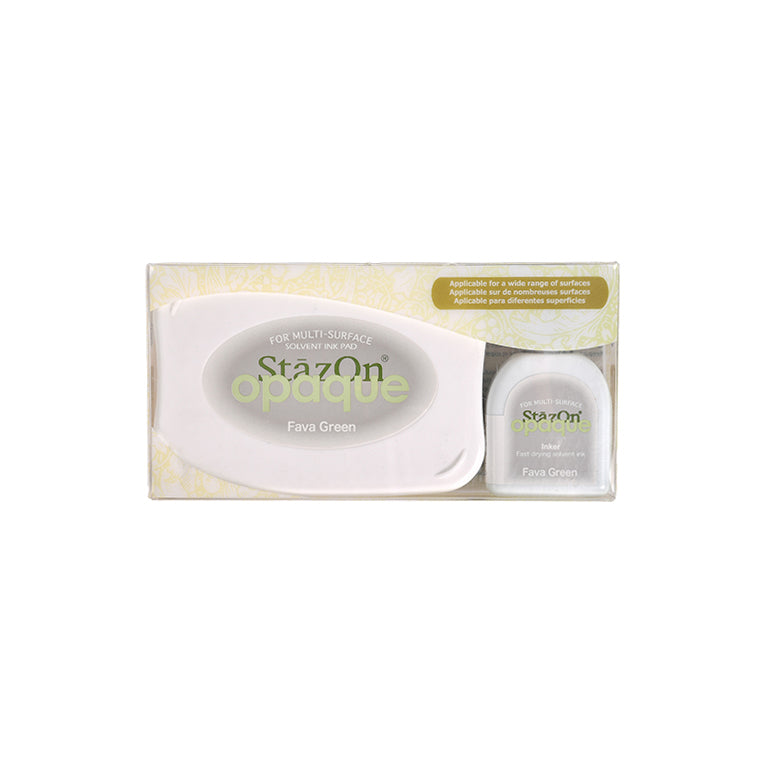 StazOn Kit - Ink Pad & Inker - FAVA GREEN (Opaque, Permanent, Solvent-Based) - Rustic Farmhouse Charm