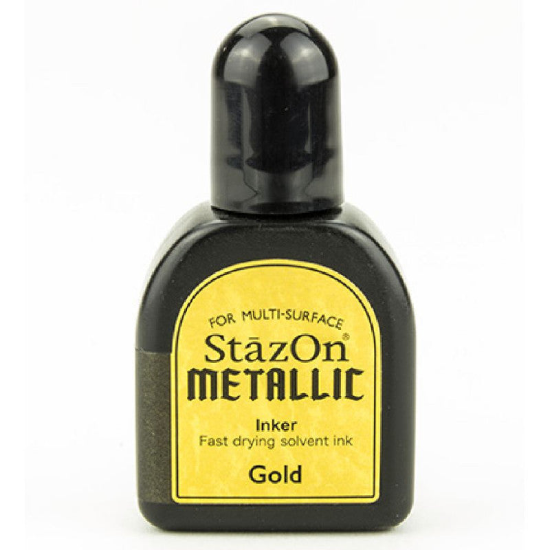 StazOn Metallic Ink Refill Re-inker - GOLD 15ml (Permanent, Solvent-Based) - Rustic Farmhouse Charm