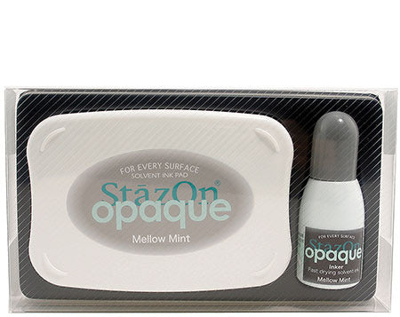 StazOn Kit - Ink Pad & Inker - MELLOW MINT (Opaque, Permanent, Solvent-Based) - Rustic Farmhouse Charm