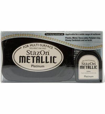 StazOn Metallic Ink Kit - Ink Pad & Inker - PLATINUM (Permanent, Solvent-Based) - Rustic Farmhouse Charm