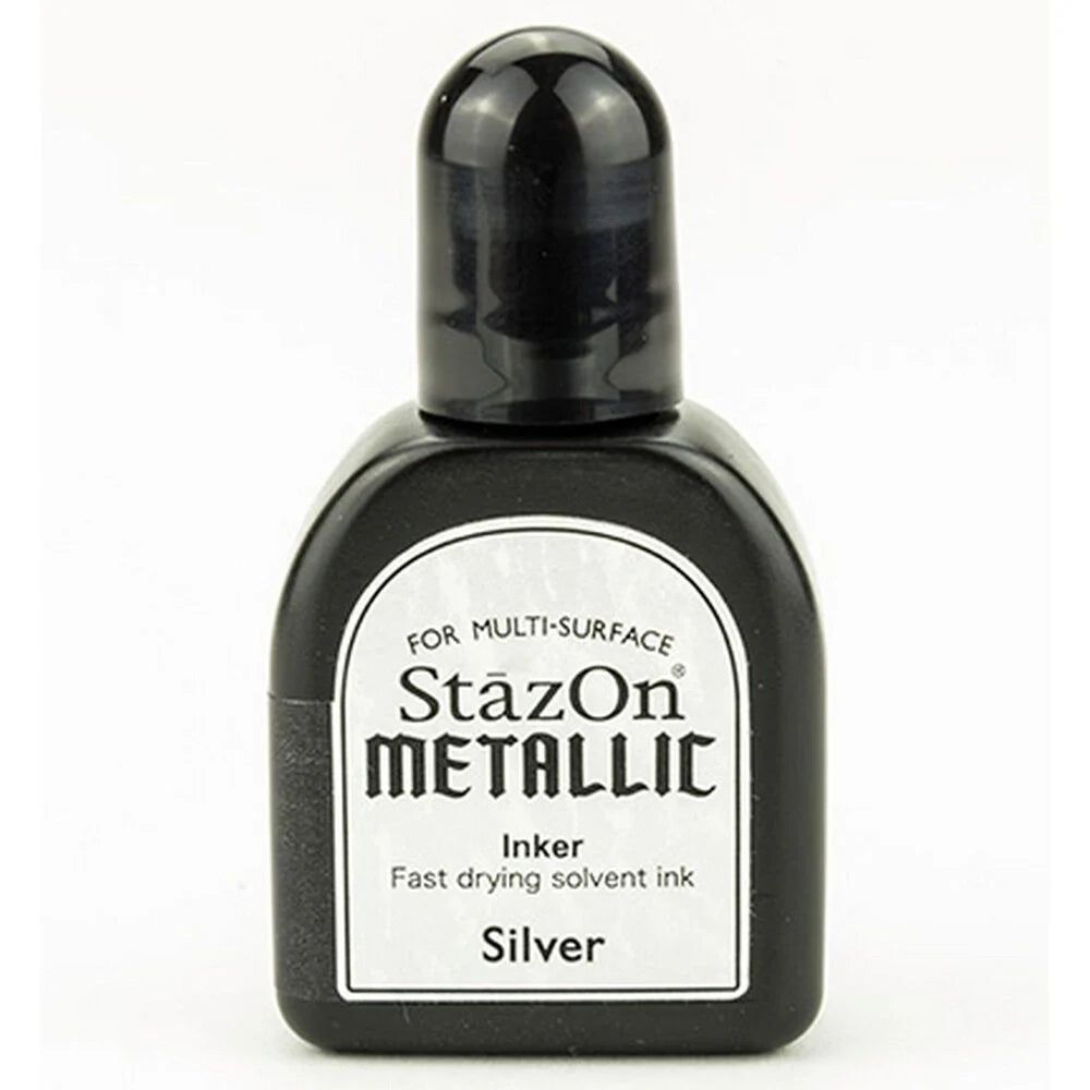StazOn Metallic Ink Refill Re-inker - SILVER 15ml (Permanent, Solvent-Based) - Rustic Farmhouse Charm