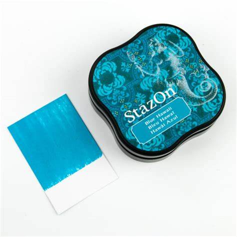 StazOn Midi Ink Pad - BLUE HAWAII (Permanent, Solvent-Based) - Rustic Farmhouse Charm
