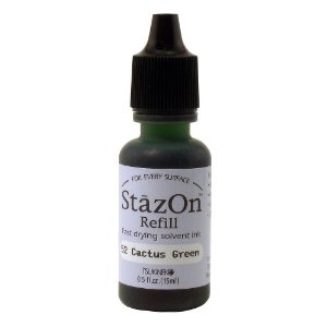 StazOn Ink Refill - CACTUS GREEN 15ml (Permanent, Solvent-Based) - Rustic Farmhouse Charm