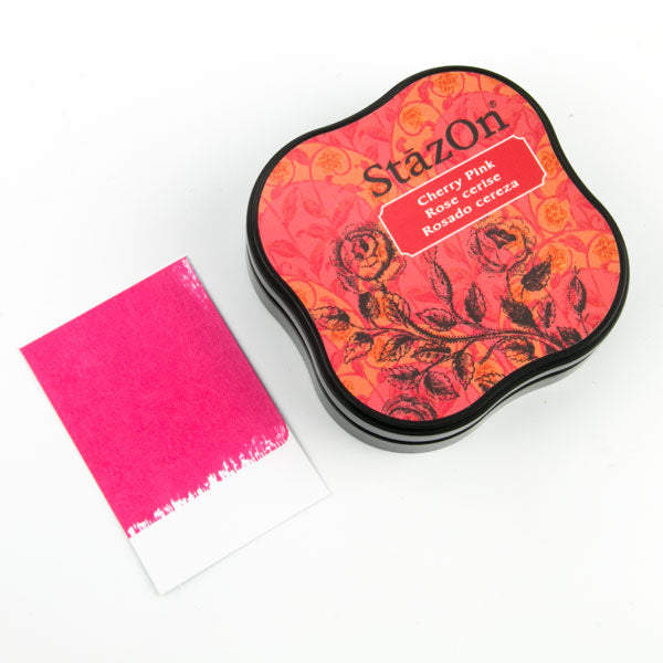 StazOn Midi Ink Pad - CHERRY PINK (Permanent, Solvent-Based) - Rustic Farmhouse Charm