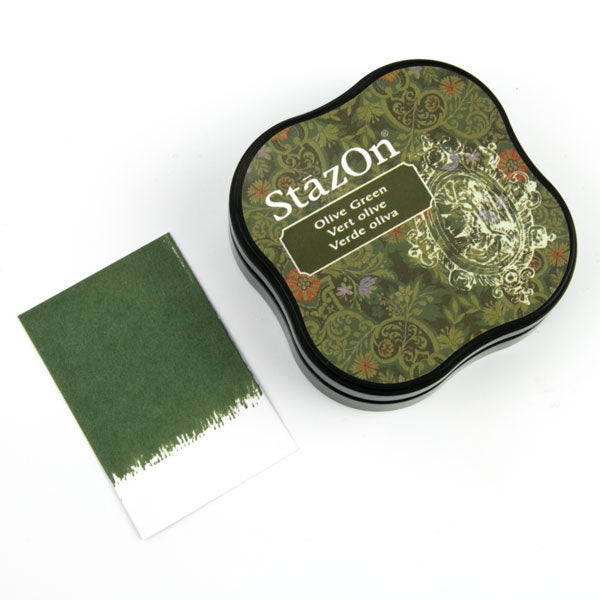 StazOn Midi Ink Pad - OLIVE GREEN (Permanent, Solvent-Based) - Rustic Farmhouse Charm