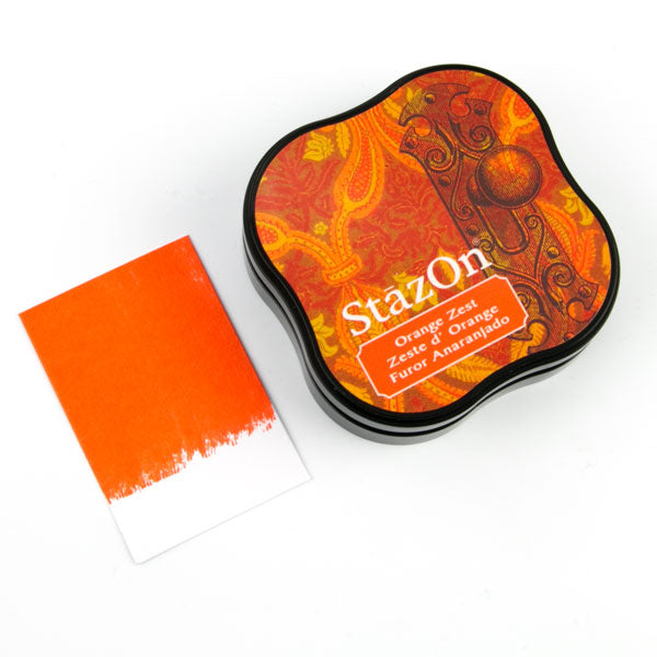 StazOn Midi Ink Pad - ORANGE ZEST (Permanent, Solvent-Based) - Rustic Farmhouse Charm