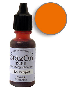 StazOn Ink Refill - PUMPKIN 15ml (Permanent, Solvent-Based) - Rustic Farmhouse Charm