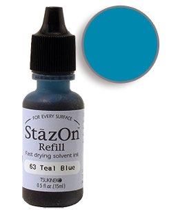 StazOn Ink Refill - TEAL BLUE 15ml (Permanent, Solvent-Based) - Rustic Farmhouse Charm
