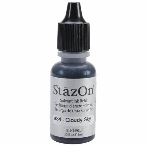 StazOn Ink Refill - CLOUDY SKY 15ml (Permanent, Solvent-Based) - Rustic Farmhouse Charm