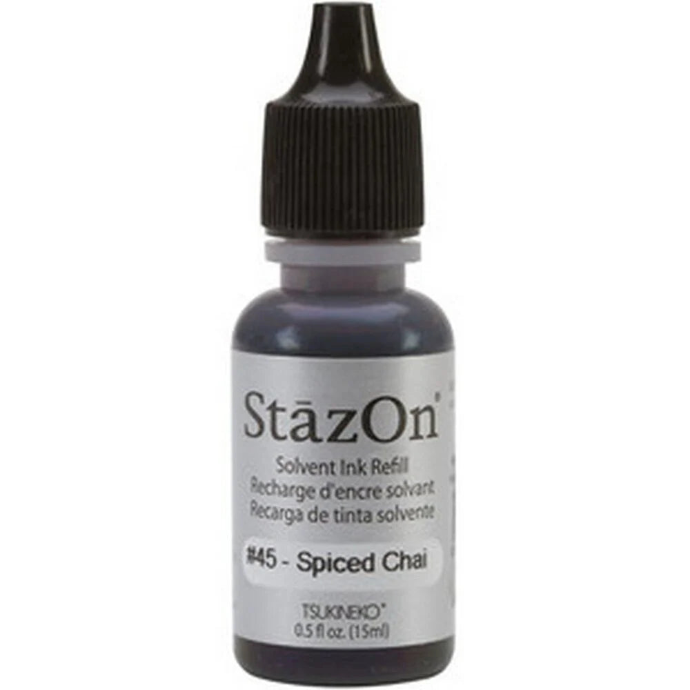 StazOn Ink Refill - SPICED CHAI 15ml (Permanent, Solvent-Based) - Rustic Farmhouse Charm