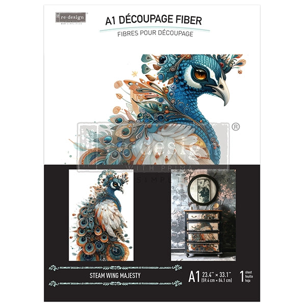 Redesign A1 Decoupage Fibre Paper - STEAMWING MAJESTY (59.44cm x 84.07cm) - Rustic Farmhouse Charm