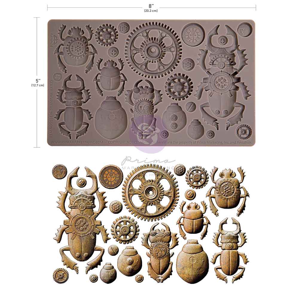 NEW! Finnabair Mould - STEAMPUNK BEETLES (5" x 8") - Rustic Farmhouse Charm