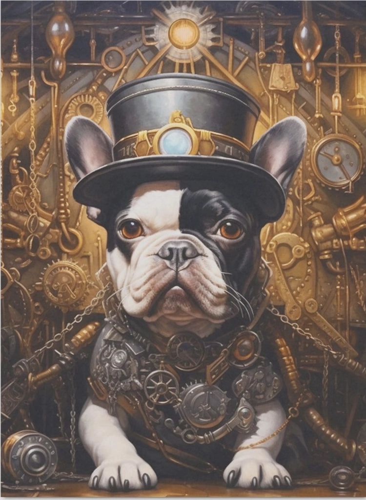 Decoupage Tissue Paper - Steampunk Frenchie Dog (43.18cm x 58.42cm) - Rustic Farmhouse Charm