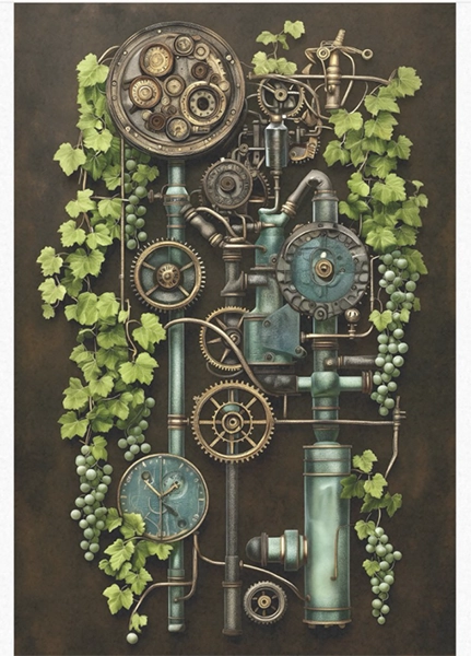 Decoupage Tissue Paper - Steampunk Grape Vine (43.18cm x 58.42cm) - Rustic Farmhouse Charm