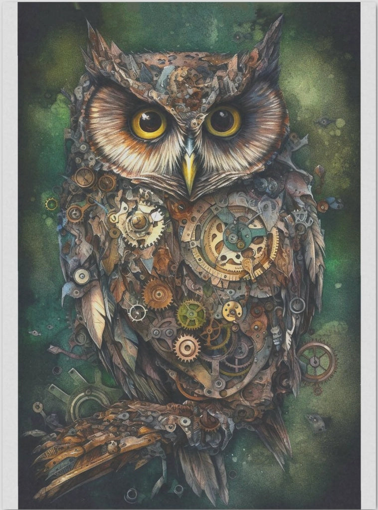 Decoupage Tissue Paper - Steampunk Owl (43.18cm x 58.42cm) - Rustic Farmhouse Charm