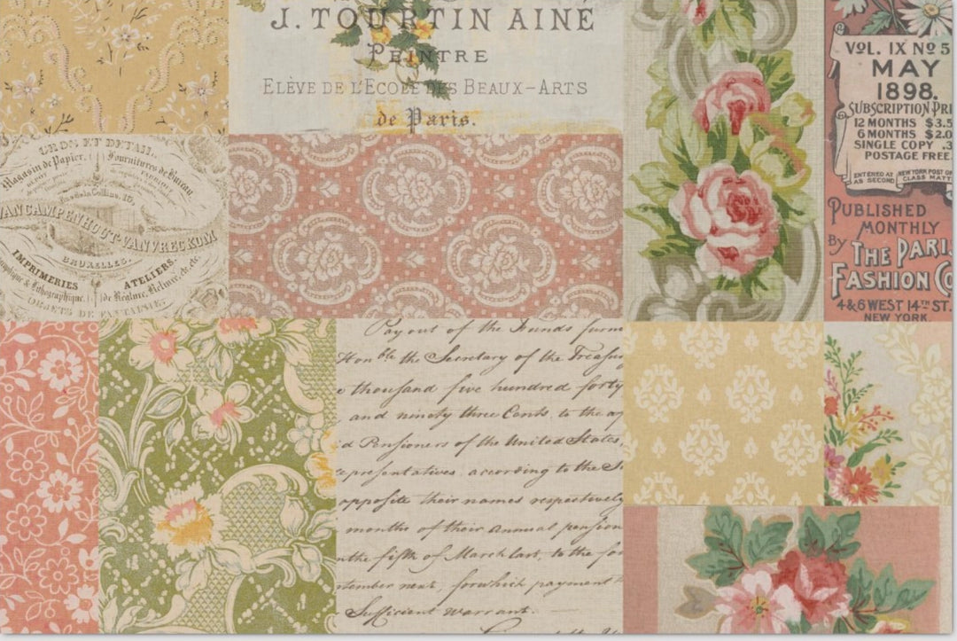 Decoupage Tissue Paper - Sweet French Floral Collage (50.8cm x 76.2cm) - Rustic Farmhouse Charm
