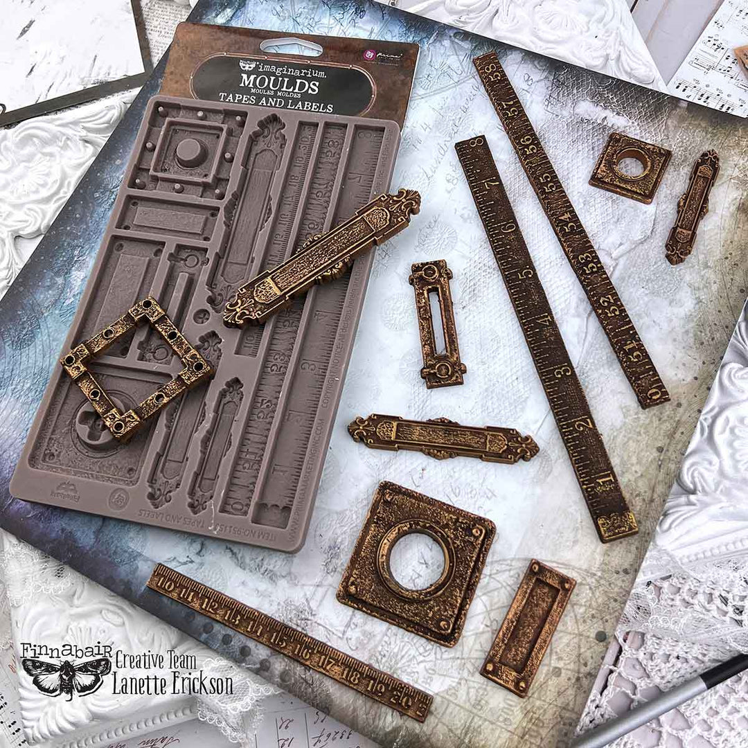 NEW! Finnabair Mould - TAPES & LABELS (5" x 8") - Rustic Farmhouse Charm