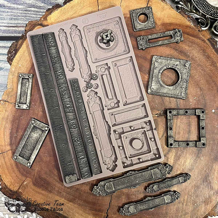 NEW! Finnabair Mould - TAPES & LABELS (5" x 8") - Rustic Farmhouse Charm
