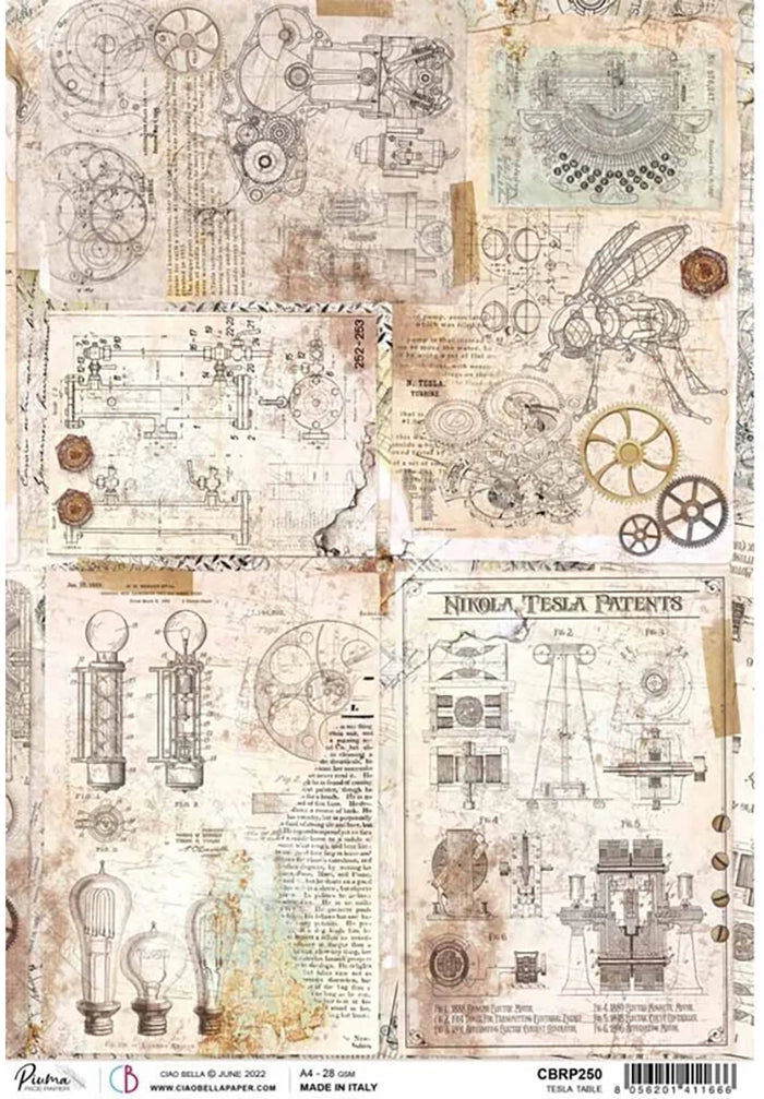 Ciao Bella Rice Paper - TESLA TABLE (A4) - Rustic Farmhouse Charm