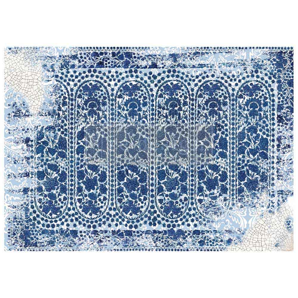 NEW! Redesign A1 Decoupage Fibre Paper - THE BLUE HOUSE (59.44cm x 84.07cm) - Rustic Farmhouse Charm