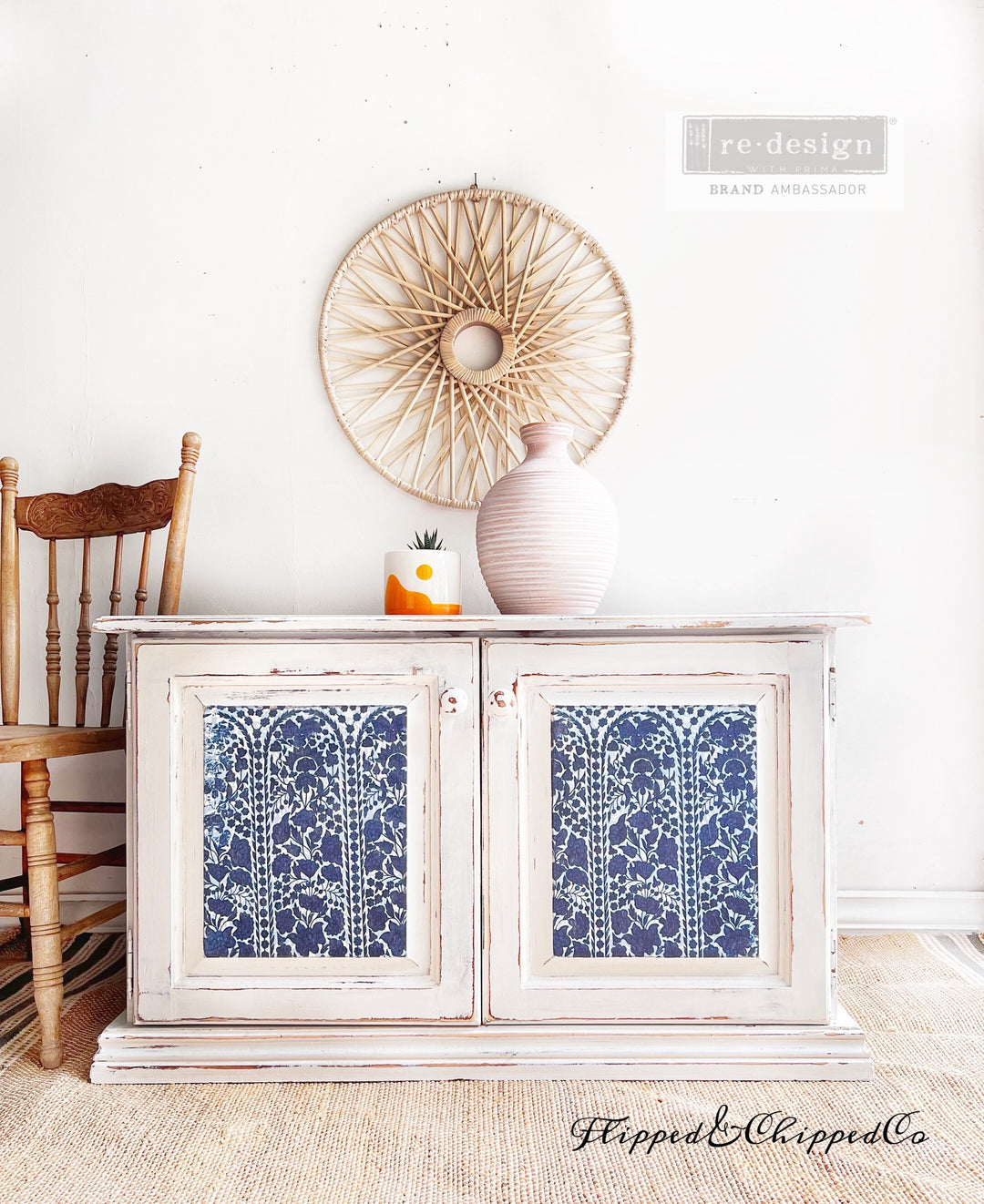 NEW! Redesign A1 Decoupage Fibre Paper - THE BLUE HOUSE (59.44cm x 84.07cm) - Rustic Farmhouse Charm