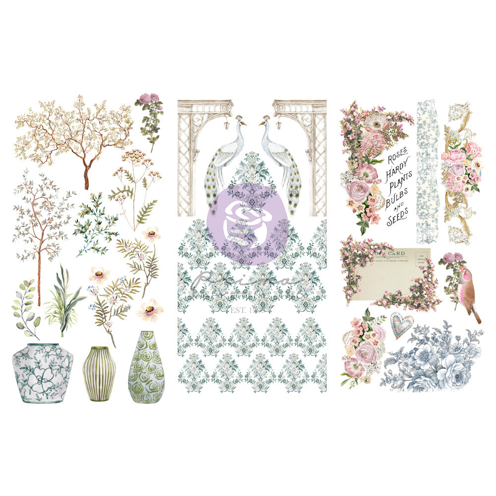 Prima Small Transfer - THE PLANT DEPARTMENT (3 sheets, each 15.24cm x 30.48cm) - Rustic Farmhouse Charm