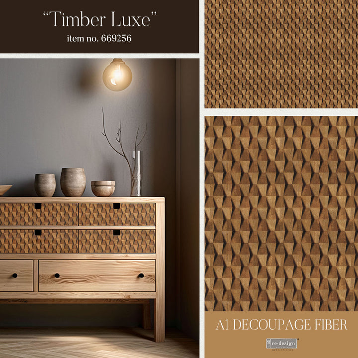 NEW! TIMBER LUXE Redesign A1 Decoupage Fibre Paper (59.44cm x 84.07cm) - Rustic Farmhouse Charm