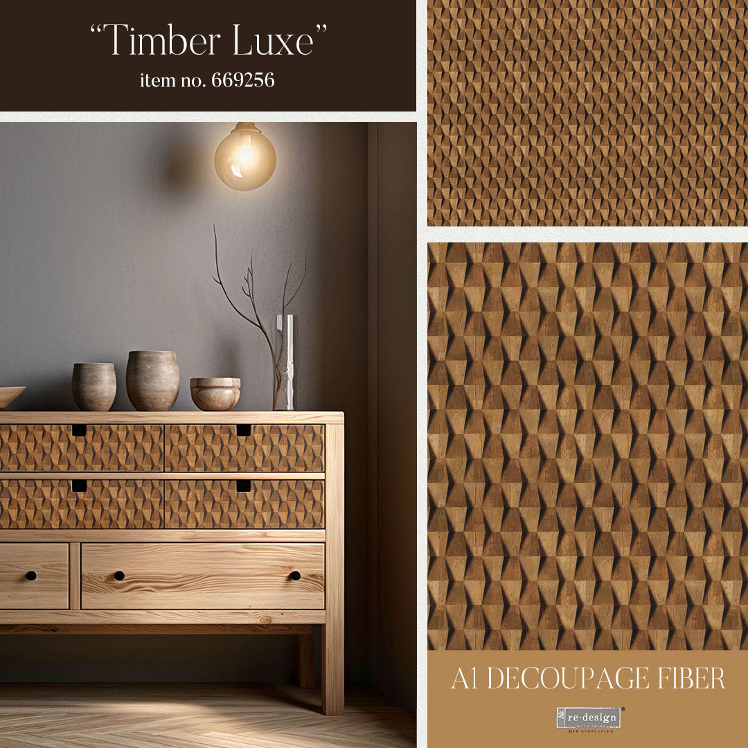 NEW! TIMBER LUXE Redesign A1 Decoupage Fibre Paper (59.44cm x 84.07cm) - Rustic Farmhouse Charm