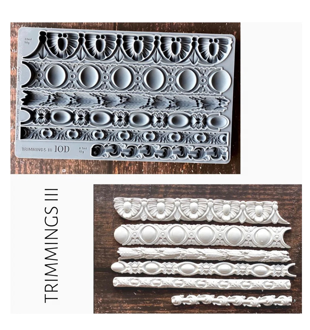 TRIMMINGS 3 Mould by IOD (6"x10", 15.24cm x 25.4cm) - Rustic Farmhouse Charm