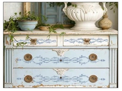 TROMP L'OEILL BLEU Paint Inlay by IOD (set of four 12"x16" sheets) - Rustic Farmhouse Charm