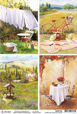 Ciao Bella Rice Paper - TUSCAN CARDS (A4) - Rustic Farmhouse Charm