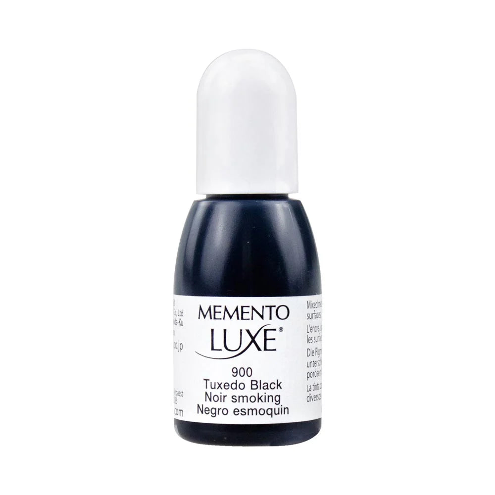 Tsukineko Memento Luxe Ink Refill - TUXEDO BLACK (great for fabrics!) 15ml - Rustic Farmhouse Charm
