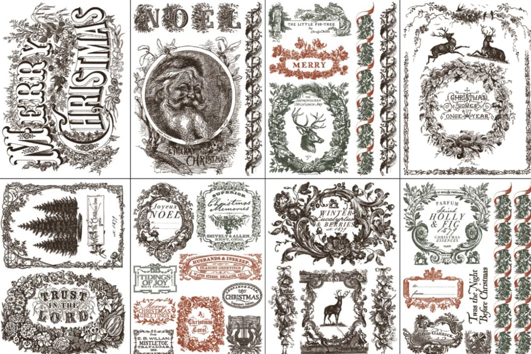 NEW! IOD Paint Inlay - TWELFTH NIGHT (set of eight 12"x16" sheets) - Rustic Farmhouse Charm