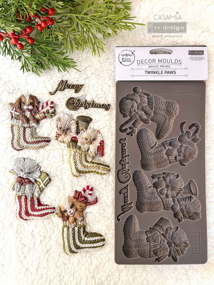 NEW! Redesign Mould - TWINKLE PAWS (5" x 10") - Rustic Farmhouse Charm