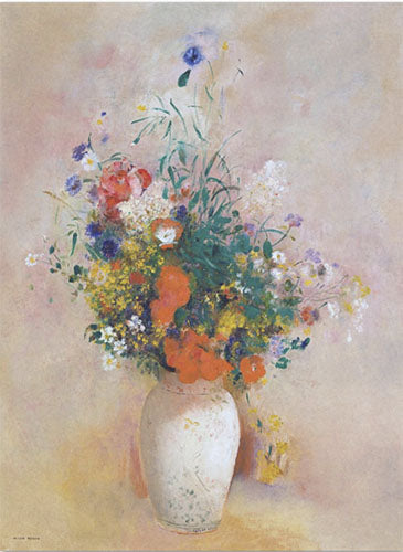 Decoupage Tissue Paper - Vase of Flowers Pink Background by Odilon Redon (43.18cm x 58.42cm) - Rustic Farmhouse Charm