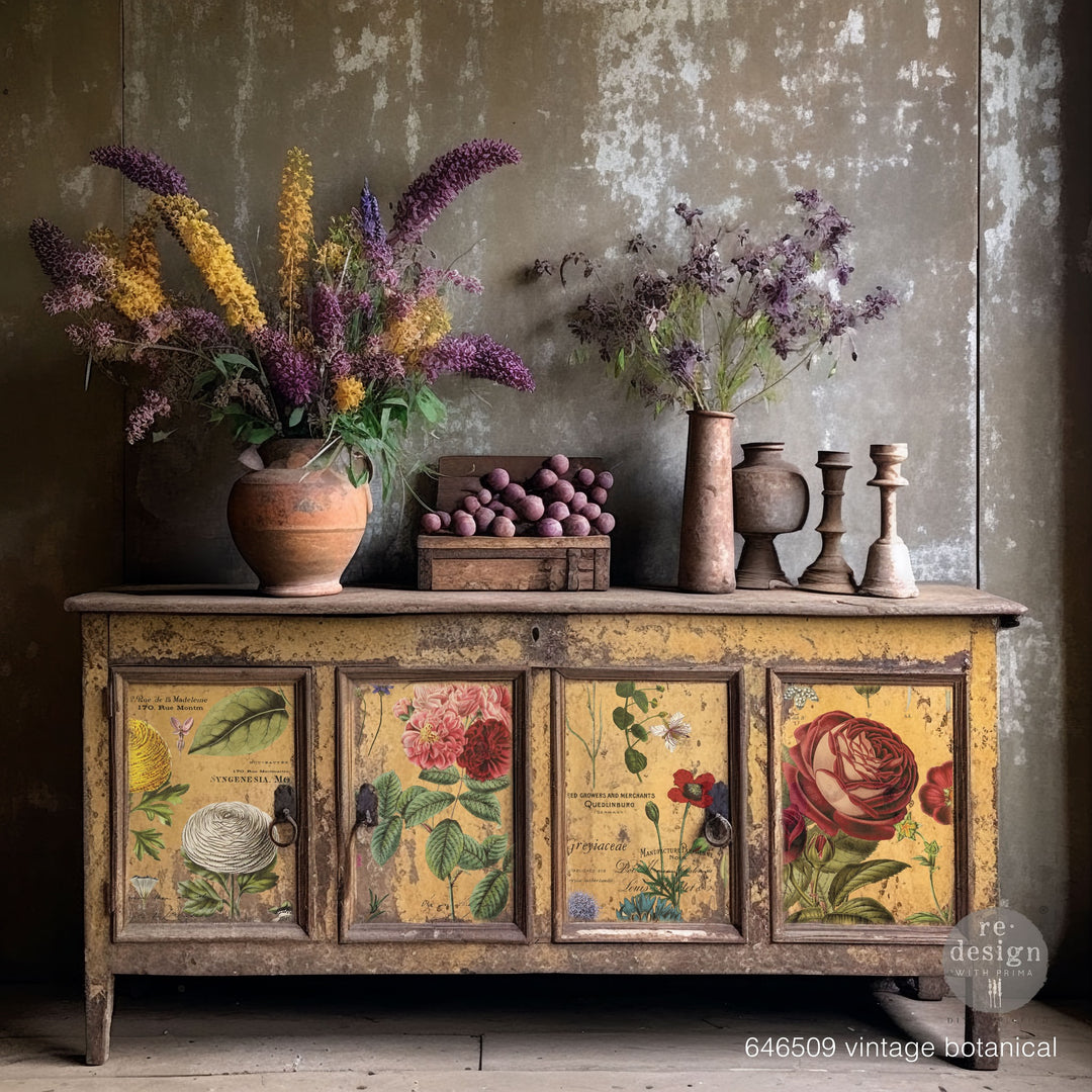 VINTAGE BOTANICAL Redesign Transfer (111.76cm x 76.2cm) - Rustic Farmhouse Charm