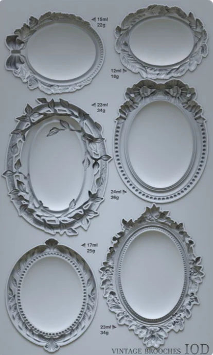 NEW! IOD Mould - VINTAGE BROOCHES (6"x10", 15.24cm x 25.4cm) - Rustic Farmhouse Charm