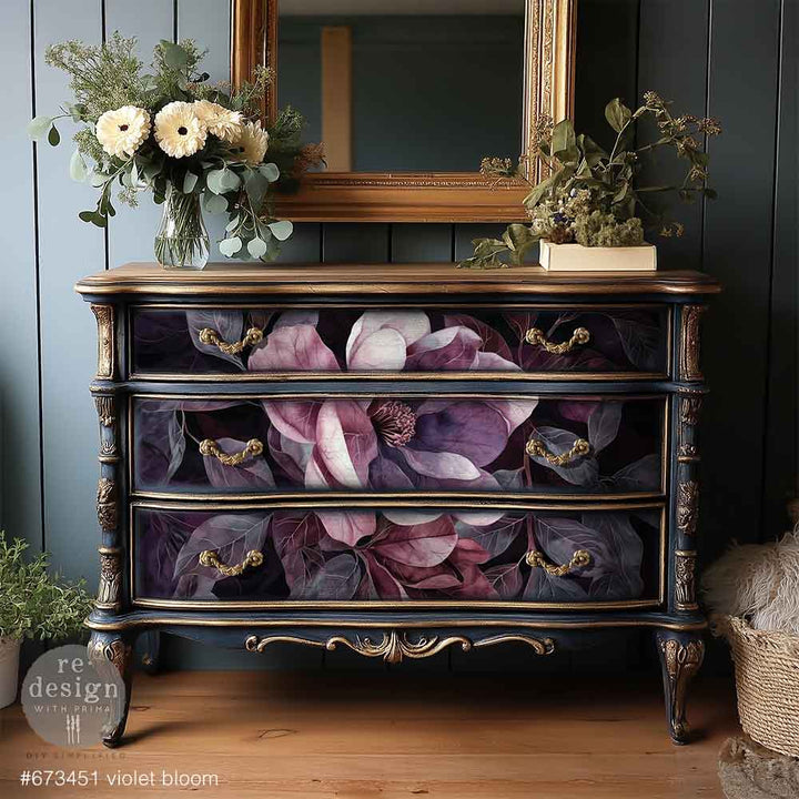 NEW! Redesign Limited A1 Decoupage Fibre Paper - VIOLET BLOOM (59.44cm x 84.07cm) - Rustic Farmhouse Charm