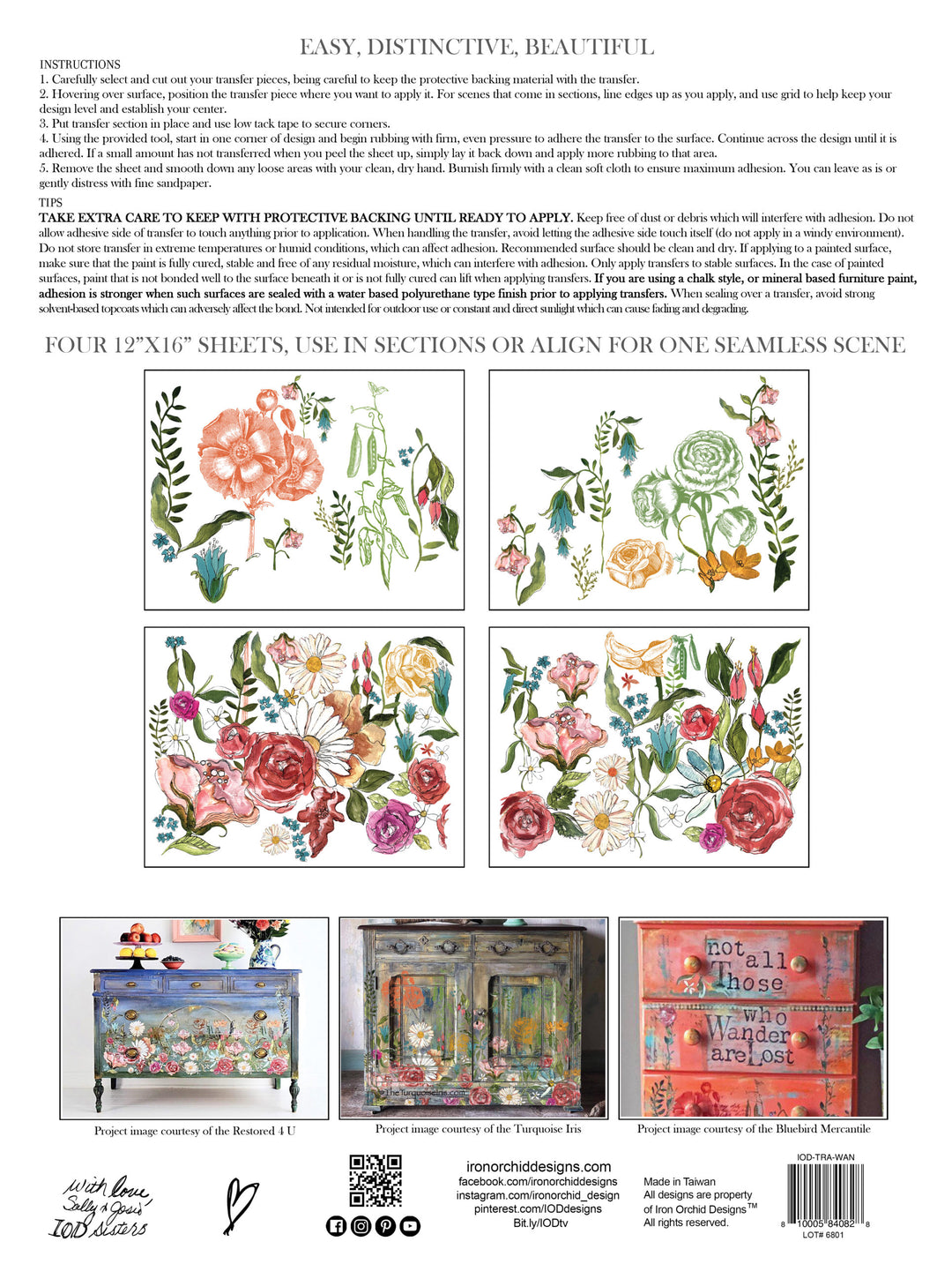 WANDER Transfer Pad by IOD (set of four 12"x16" sheets) - Rustic Farmhouse Charm