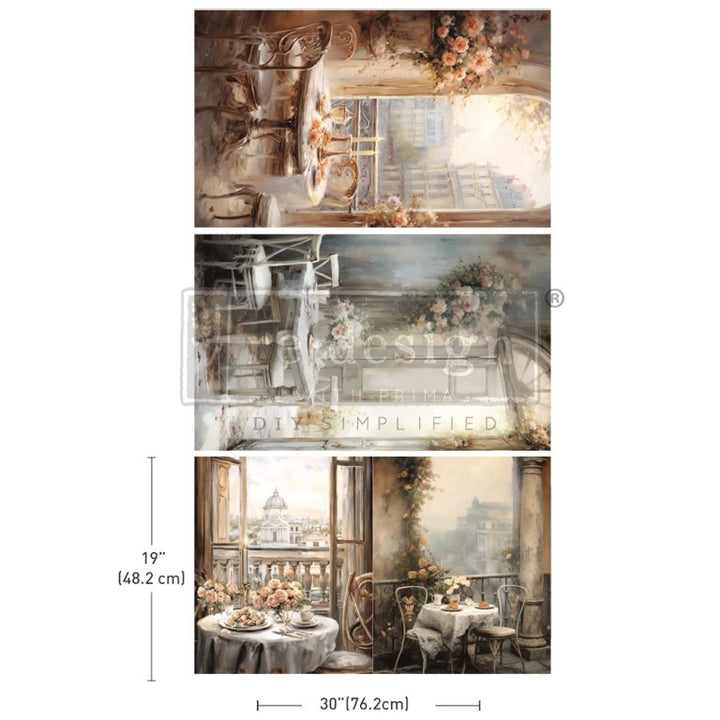 NEW! Redesign Decoupage Tissue Paper Pack - WHAT A VIEW (3 sheets, each 49.53cm x 76.2cm) - Rustic Farmhouse Charm