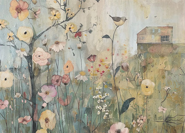Decoupage Tissue Paper - Whimsical Countryside Bird (53.34cm x 73.66cm)