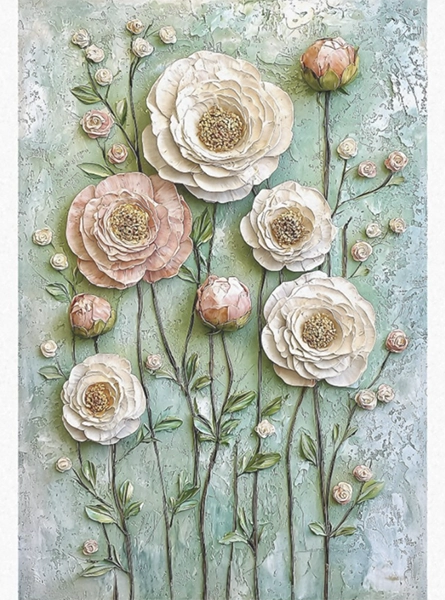 Decoupage Tissue Paper - Whimsical Rose Stalks (38.1cm x 50.8cm) - Rustic Farmhouse Charm