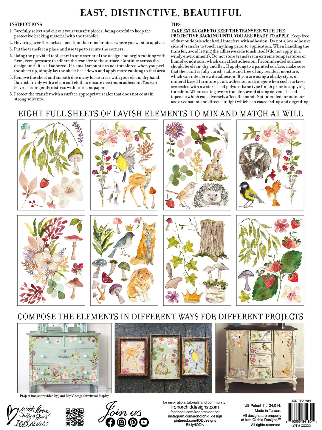 WHISPERING WILLOW Transfer Pad by IOD (set of eight 12"x16" sheets) - Rustic Farmhouse Charm