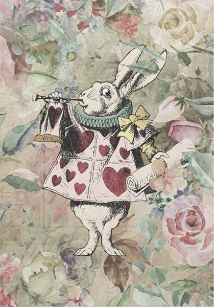 Decoupage Tissue Paper - White Rabbit Herald (35.56cm x 50.8cm) - Rustic Farmhouse Charm