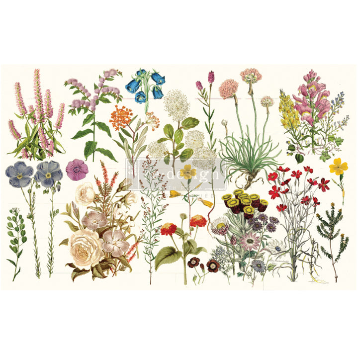 WILD HERBS Redesign Decoupage Tissue Paper 48.26cm x 76.2cm - Rustic Farmhouse Charm