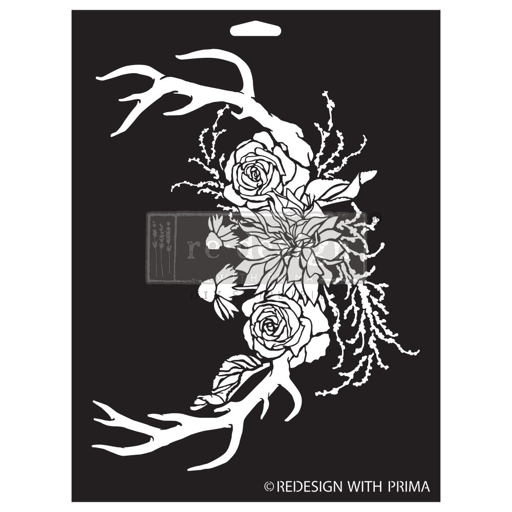 Redesign Stencil - WILDWOOD CABIN (22.86cm x 30.48cm) - Rustic Farmhouse Charm